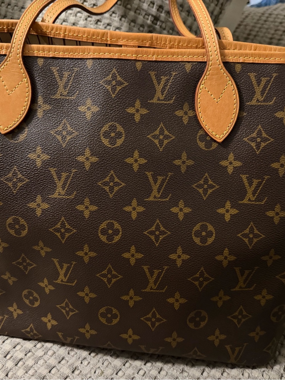 Louis Vuitton Brown Monogram Neverfull with Tan Accents - Picture 7 of 9